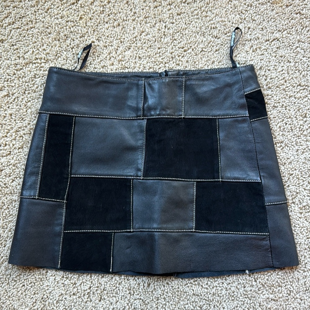 Rare Dollhouse Leather and Suede patchwork leather mini skirt size s